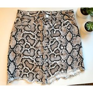 ZARA DENIM SNAKE PRINT MINI SKIRT